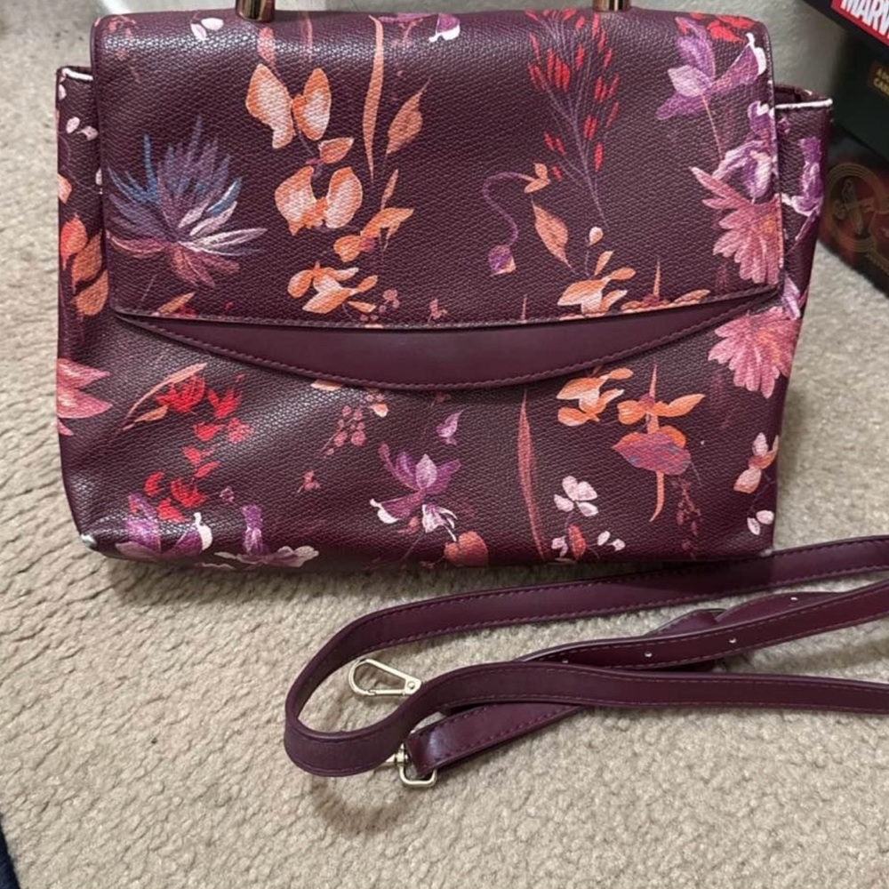 Floral Burgundy Crossbody Bag
